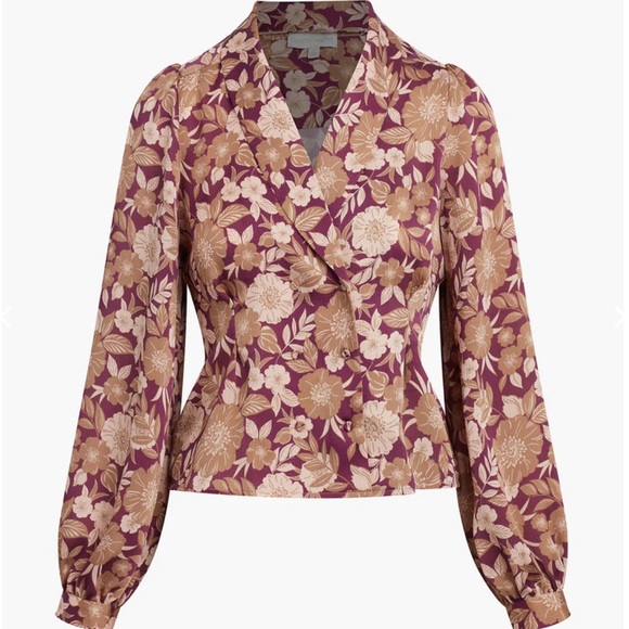 Favorite Daughter x Anthropologie Rami Sm Purple Pink Silky Double Button Front - Picture 9 of 15